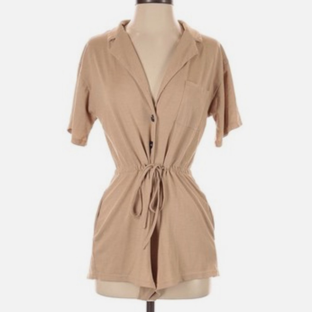 Kittenish Tan Button-Up Romper